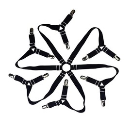Buer Homie Bed Sheet Clips, 6 Way 12 Clips, Adjustable Elastic Firm, Black