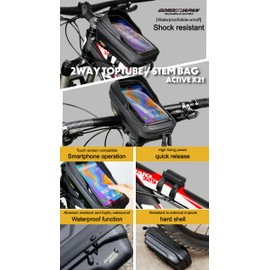 GORIX Top Tube Bag Stem Bag 2way Waterproof Large Capacity Road Mountain Bike Frame Bag (active X21)