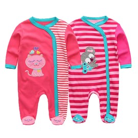 MAMIMAKA Baby Rompers Pajamas Cotton Jumpsuit Boys Girls Sleepsuit Long Sleeve Footed Bodysuits One-Piece Outfits