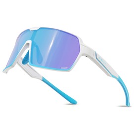 ACBLUCE Sports Sunglasses for Men Women Cycling Baseball Running Fishing Motorcycle Bike Sunglasses Large White Glasses TR90 Unbreakable Frame