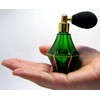 Bellflower Hand Painted Green Gold Wire Valve Atomizer