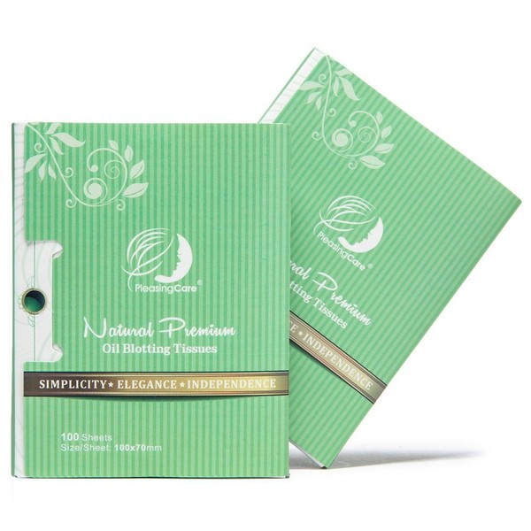 Natural Green Tea Oil Absorbing Tissues - 200 Counts in 2 Pack, Premium Face Oil Blotting Paper - Take 1 Piece Each Time Design - Large 10CM Oil Absorbing Sheets, No Waste and Easy to Carry in Pocket!
