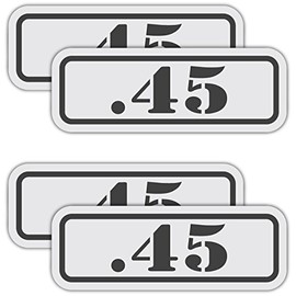 Sticker Frenzy X4 | Reflective .45 Ammo Can Hard Hat Decals | Motorcycle Shield Helmet Decals | .45 Slug Bullet| Gun Box Decals | Toolbox Diesel Mechanic Shop Decals | (x4) 6” x 2” Vinyl Decals