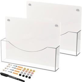 PecMuikee PecMuikee Wall File Organizer, Horizontal Acrylic Mail Magazine Holder Wall Mount, 4 Colors of Screw Caps Included Hanging File Organizer for School, Office, Hospital, 2 Pcs