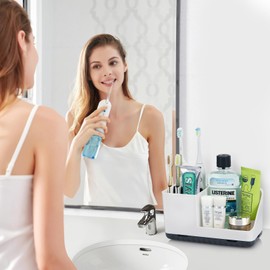 PARKMANI Bathroom Counter Organizer, Bathroom Organizers and Storage, Detachable Toothbrush Holders for Bathroom Vanity Sink Organizer (White)