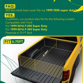 YHTAUTO Soft Roll Up 6.8 FT (81"-82.4") Truck Bed Tonneau Cover Compatible with 1999-2016 Ford F-250/F-350 Super Duty (Not for Stepside), w/Auto Locking Function Truck Bed Cover