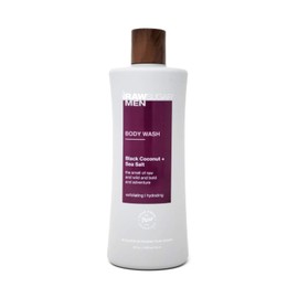 RAW SUGAR, Gel de Baño para Hombres, Coco y Sal Marina, Limpia y Revitaliza con Carbón Activado, Jojoba y Sal Marina