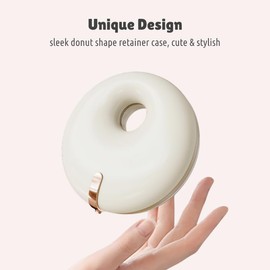 Cute Stylish Donut Shaped Retainer Case, Small Aligner Case for Travel, Compact Night Guard Case with Vent Holes, Fancy Sleek Retainer Holder Compatible with Invisalign (Pink)