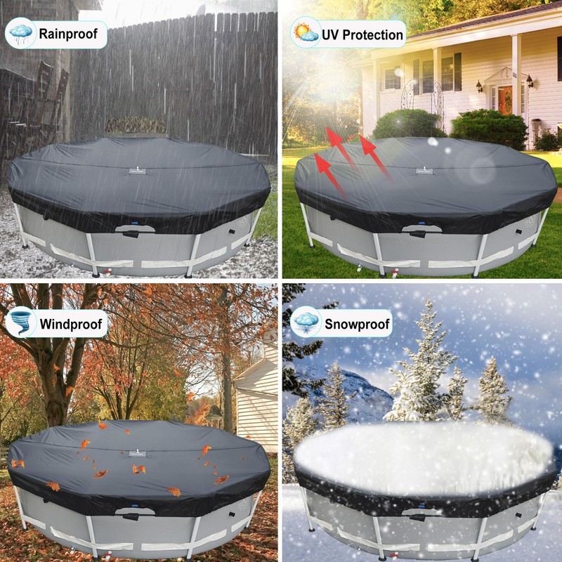 SIHAIAN 8 Ft Pool Cover 420D Round Above Ground Pool