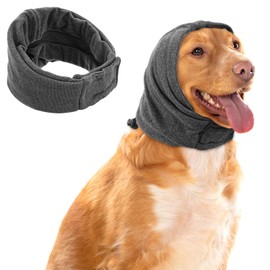 Dog Calming Hoodie, Adjustable Dog Ear Cover, No Shake Breathable Dogs Ear Muffs wtih Paste Buckle for Anxiety Relief, Noise Reduation, Thunder, Lightning, Fireworks, Grooming, Blow Drying(Gray S)