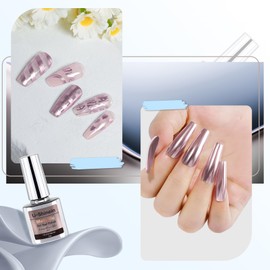 U-Shinein Metallic Nail Polish, Mirror Nail Polish, 7ml Upgrade Chrome Nail Polish Mirror, Long-Lasting Mirror Shine Effect, Gel Polish for Home Salon DIY Nail Art 73006