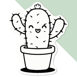 Medium 100mm 'Happy Cactus' Permanent Sticker Decal for Cars/Windows/Bins/Walls etc (DW00110001)