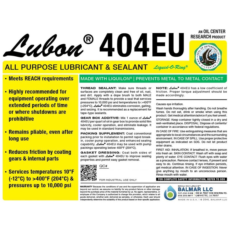 Liquid-O-Ring Lubon 404EU All-Purpose Lubricant & Sealant – Contains PTFE,