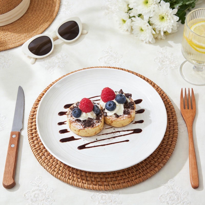 Yachi Ceramic 10 1/4 Inch White Dinner Plates Set of