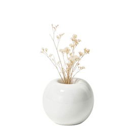 White Small Spherical Ceramic Bud Vase