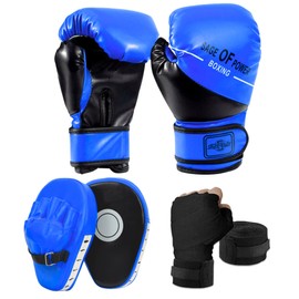 3-in-1 Boxing Gloves and Punching Mitts Set for Kids Ventilated Palm - 6OZ