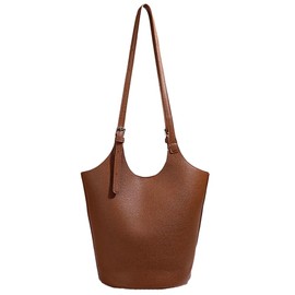 Womens PU Leather Shoulder Bag Large Bucket Tote Purse Handbag Casual Top Handle Satchel 2pcs with Adjustable Strap