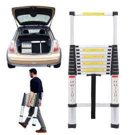 EN131 10.5ft/3.2m Telescoping Ladder Aluminum Telescopic Extension Tall Multi Purpose Loft Attic Straight Ladder 330lbs