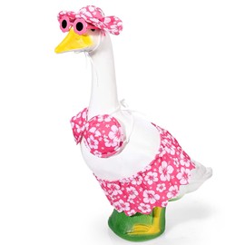 GANSHAYA Bikini Goose Outfit Goose Statue Clothes with Hat Sunglasses Skirt Bikini for Summer Yard Lawn Outdoor Decoration (Rose)