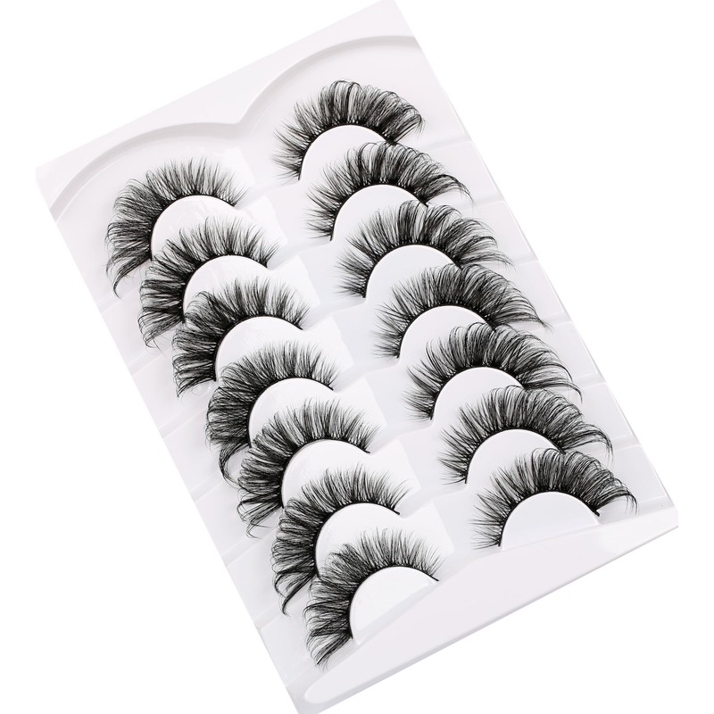 Poolunch False Eyelashes Cat Eye Lashes 8D Volume Wispy Natural