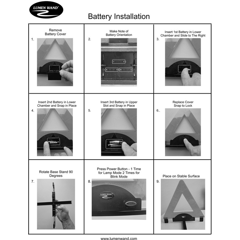Lumen Wand Emergency Warning Triangle Kit with Drawstring Storage Bag