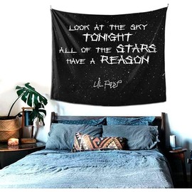 Lil Peep Tapestry Poster, Star Shopping Lyrics Starry Background Wall Tapestry, Boutique Funny Tapestry Wall Hanging Vintage Tapestry for Room Dorm Home Decor - Size: 60" × 50"