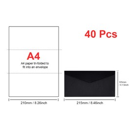 WYAN Invitation Cards Empty Pack of 40 105 x 215 mm Kraft Paper Envelopes, Envelope with Triangular Flap in Western Style, for Gift Cards Birthday, Wedding, Party Accessories (Black)