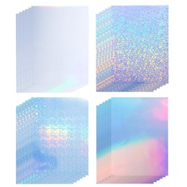 36 Sheets Vinyl Printable Sticker Paper A4 Size (8.25" x 11.7") Glossy Holographic Sticker Paper Self-Adhesive Waterproof Dries Quickly For Inkjet/Laser Printer