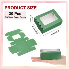 PATIKIL 3.4"x2.4"x1.2" Small Rectangle Kraft Paper Boxes with Window, 30 Pack Candy Party Favor Gift Box for Homemade Soap, Wedding Party Favor Treats, Jewelry Packaging, Emerald Green