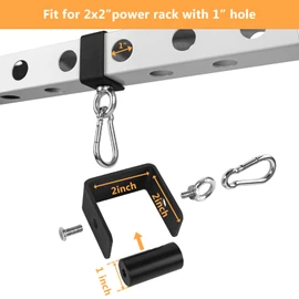 VANROUG 2 Pcs Power Rack Attachments with Quick Connect Buckles, O-Ring Attachment for Power Rack Squat Racks, Heavy Duty Power Rack Shackle Band Attachment, Resistance Band Hooks Fits 1 Inch Holes