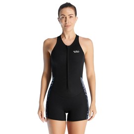 SOUUXIU Frauen Neoprenanzug 2mm Shorty Einteiler mit Frontreißverschluss für Schwimmen Tauchen, mit Sonnenschutz, Damen Tauchanzug (M)