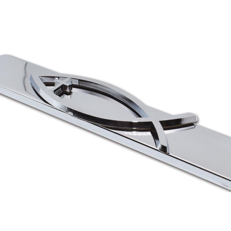 Elektroplate – Christian Fish Ichthys with Cross on Chrome All-Metal