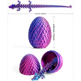 3D Printed Dragon in Egg, 3D Printed Animals, Surprise Dragon Egg with Dragon Inside,Flexible Joints Dragon Toy for Kids Adults, Gifts for Birthday, Christmas, Easter,Home Desk Decor