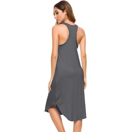 WiWi Womens Soft Pajamas Sleeveless Racerback Nightgown Full Slips Sleepshirts Plus Size Viscose from Bamboo Sleepwear S-4X, Iron Grey, 3X