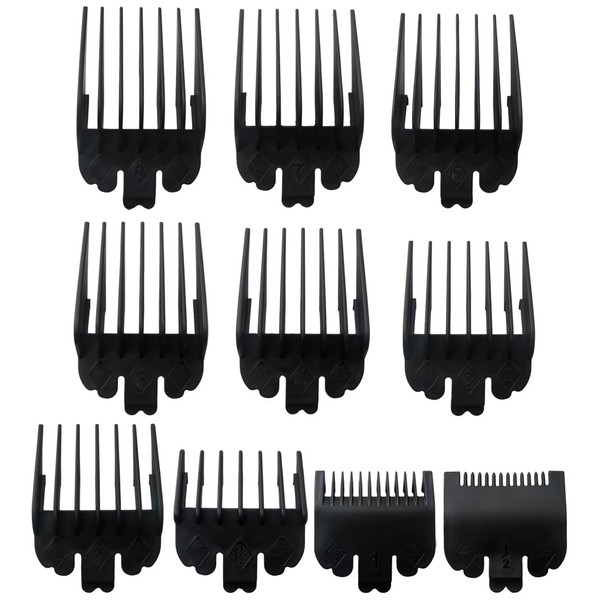 2025 Professional 10-Pack Black Hair Clipper Guards Guide Combs for
