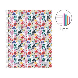 Miquelrius - A4 Notebook, 4 Colour Strips, 140 Sheets, Horizontal Lines 7 mm, 4 Holes, Micro Perforated, Hardback Cover, Alice