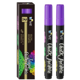 TFIVE Purple Liquid Chalk Markers - 2 Pack Bright Colors Erasable Chalk Marker Pens, Reversible Tip, Non-Toxic, for Chalkboards, Signs, Glass, Easy to use Chalk markers TF800