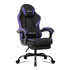 Misolant Gaming Chair, Fabric Gamer Chair with footrest for Adults, High Back Ergonomic Computer Game Chair with Adjustable Headrest and Massage Lumbar Support, 90-155° Recline Free, Purple