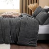 ChiXpace Fluffy Twin Comforter Set - Furry Grey Leaves Pattern