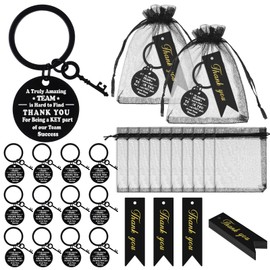 12 Set Employee Thank You Gifts Bulk Include Inspirational Appreciation Keychain Thank You Cards Drawstring Organza Bags Office School Motivational Gift for Teacher Nurse Team Coworkers Social Worker