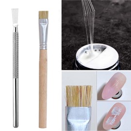 2 pcs Nail Art Kit, 7 Pin Nail Liner with Nail Art Brushes, Stainless Steel Bendable Pins, Spider Gel Manicure Tools, Nail Brush for Stripe Lines, Wire Drawing Pen - Ultimate Nail Art Design Pen Set