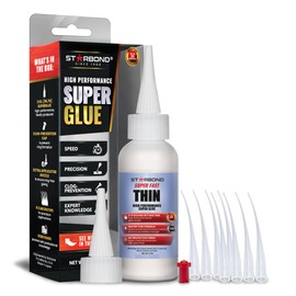 Starbond Thin Super Glue Pro Kit (2 oz) – Super Fast CA Glue (Cyanoacrylate Adhesive) – with Clog-Resistant Cap, Microtips & Extra Nozzle for Woodworking, Woodturning, Precision Bonding, Inlays