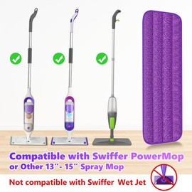 18 Pack Reusable Mop Pads Compatible with Swiffer PowerMop, Wood Floor Pads Microfiber Mop Replacement Refills Machine Washable for All Floor Surfaces