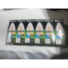 MAXLITE 4W/40W LED DIMMABLE CANDELABRA BULBS E12 Base 6 Pack