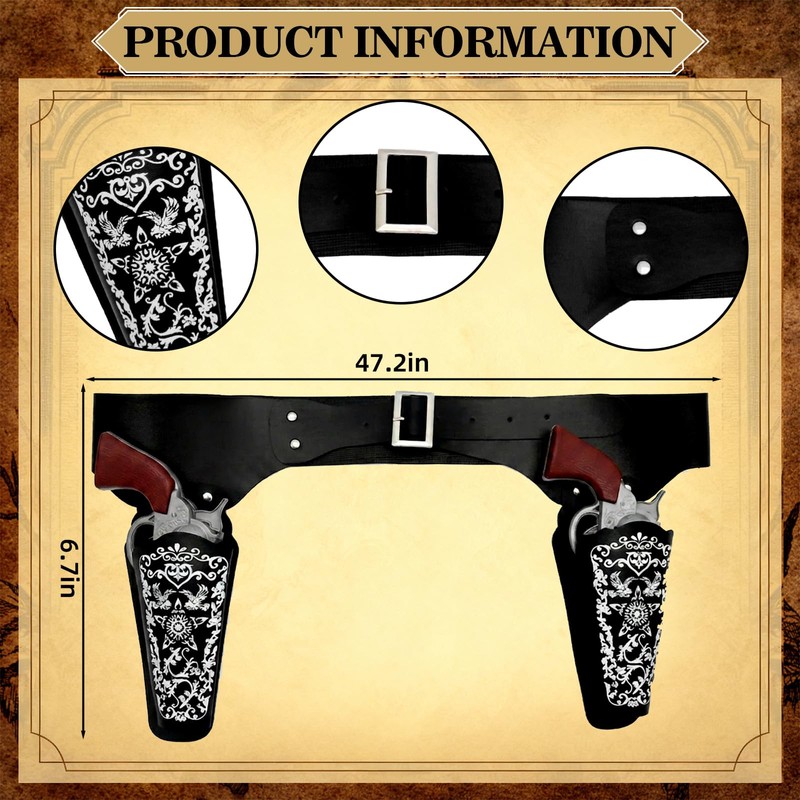 Western Cowboy Costume Accessories with Adjustable Belt Halloween Party Costume