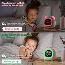 ANALOI OK to Wake Clock for Kids, Kids Alarm Clock with Sleep Training Night Light Dual Alarm Auto Off Timer Stay in Bed for Kids and Toddlers, Pink