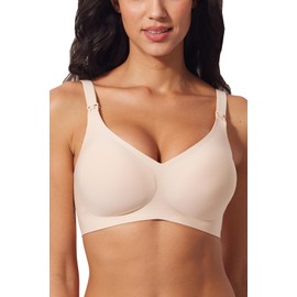 ZUMIY Seamless Maternity Bra, Nursing Bra for Pregnancy Breastfeeding, Ultra Soft No Underwire Breastfeeding Bra, nude, M