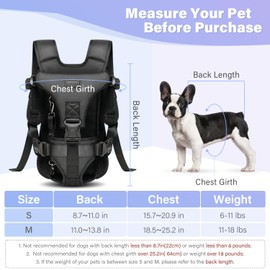 YUDODO Front Pet Carrier Backpack for Small Dogs and Cats, Secure and Breathable Mesh, Ergonomic Support, Adjustable for Walking, Hiking, or Travel (Black-Pro M)