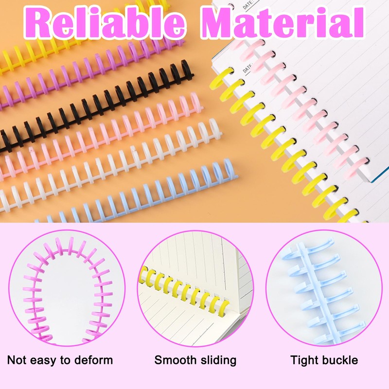 12 PCS Comb Binding Spines Plastic Spiral Binding Coils Binding