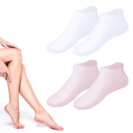 Silicone Socks for Women - 2 Pair Silicone Moisturizing Socks for Foot Care | Up to Size 10 - Silicone Foot Socks for Dry Cracked Feet